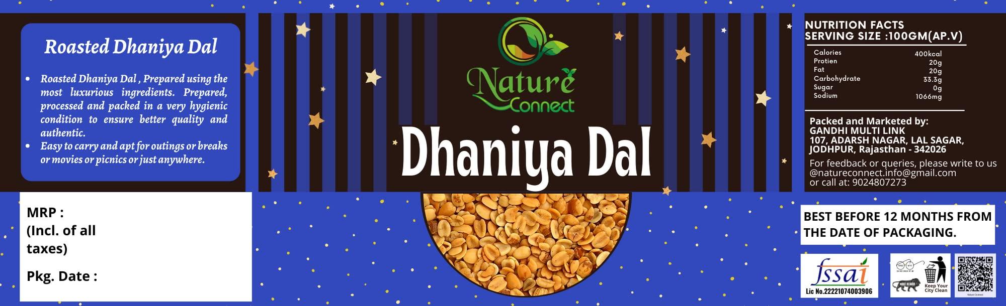 Nature Connect Nature Connect Dhaniya Dal Roasted | Dhana Daal for Mukhwas | Roasted Split Coriander Seeds - 400 GMS.