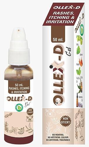 OLLEX-D OLLEX-D Skin Rash Relief Gel - Fast-Acting Soothing Formula for Itching and Redness - Natural Ingredients - Dermatologist Approved - 50ml Pack (5)