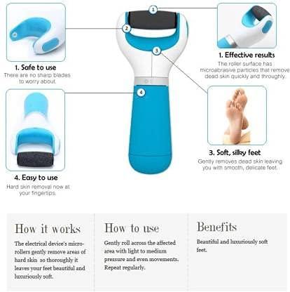 RENUMAX RENUMAX Best-Foot scrubber||Cracked Heels Pedicure||Dead skin Remover of Feet Massager||Callus Remover Perfect Electronic Dry Foot File||Coarse roller head||with diamond crystals (3)