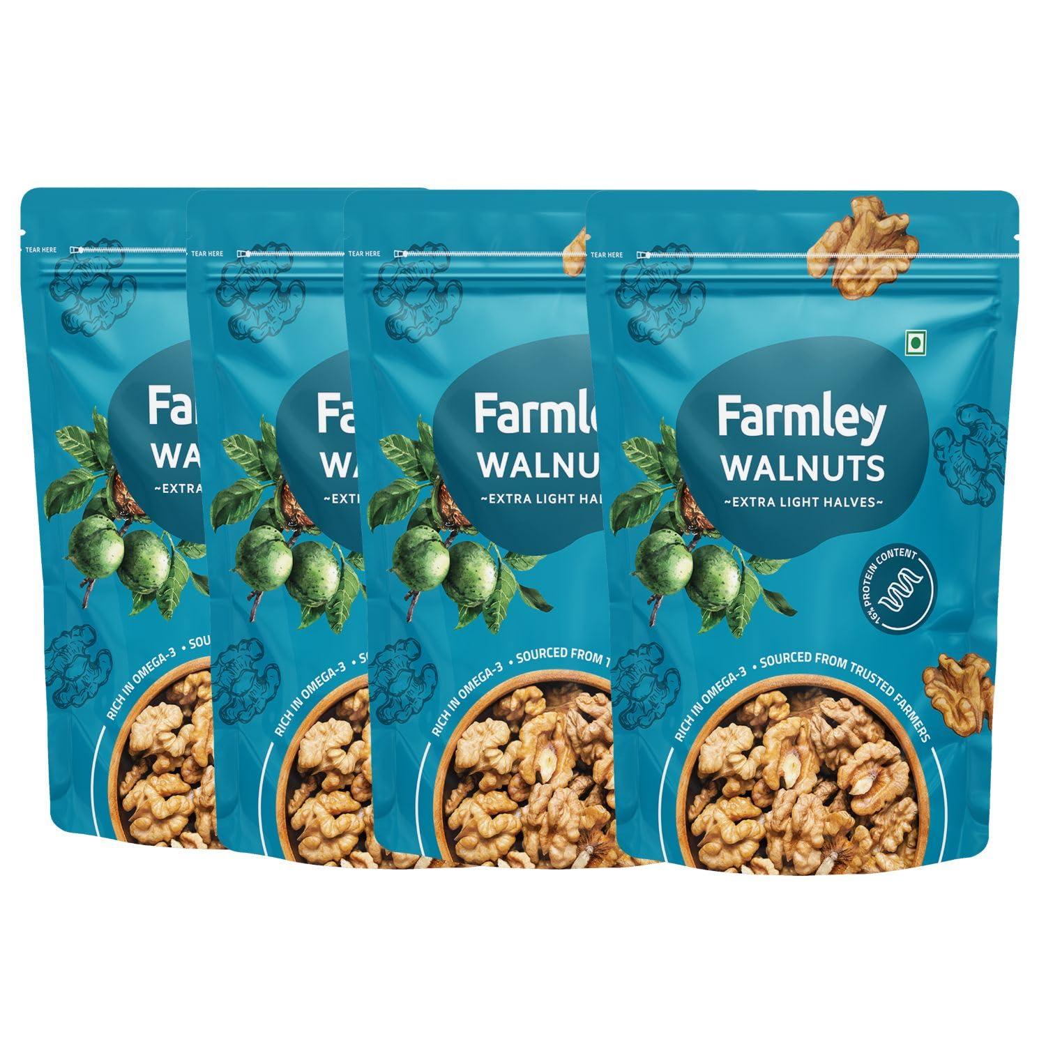 Farmley Farmley Premium Chile Walnut Kernel | 4 x 200 g | Walnuts Without Shell, Akhrot, Dry Fruits, Natural Akhrot Giri, Rich in Proteins & Antioxidants (Pack Of 4)