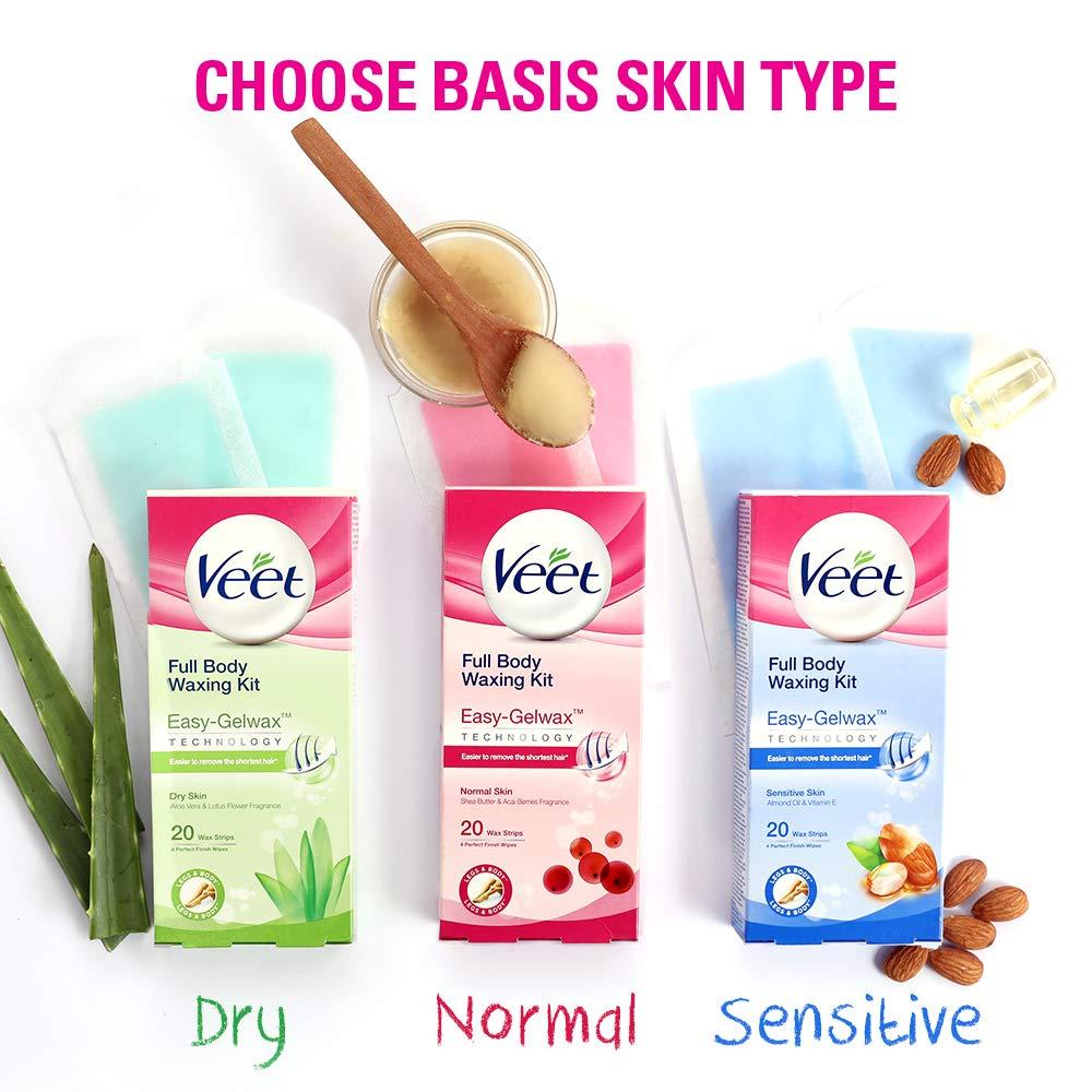 Veet Veet Full Body Waxing Kit For Sensitive Skin - 8 Strips - Old Formulation - Women, Pack of 1
