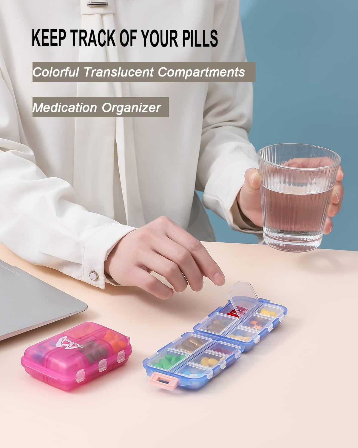 M MUCHENGBAO 4 Pack Pill Case Portable Small Weekly Travel Pill Organizer Portable Pocket Pill Box Dispenser for Purse Vitamin Fish Oil Compartments Container Medicine Box by Muchengbao