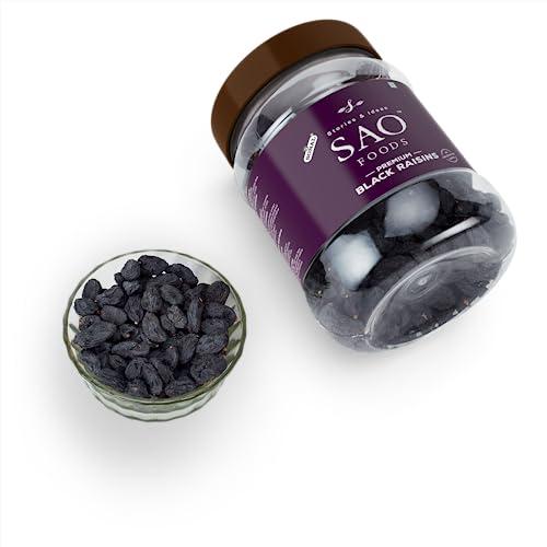 Stories & Ideas SAO Foods Sao Foods Premium Black Raisins 250 gm PET Jar, Naturally Dried, Helps in Digestion, Improves the Immune, High Energy Source, Premium Kishmish, Source of Potassium, Premium Dry Fruits