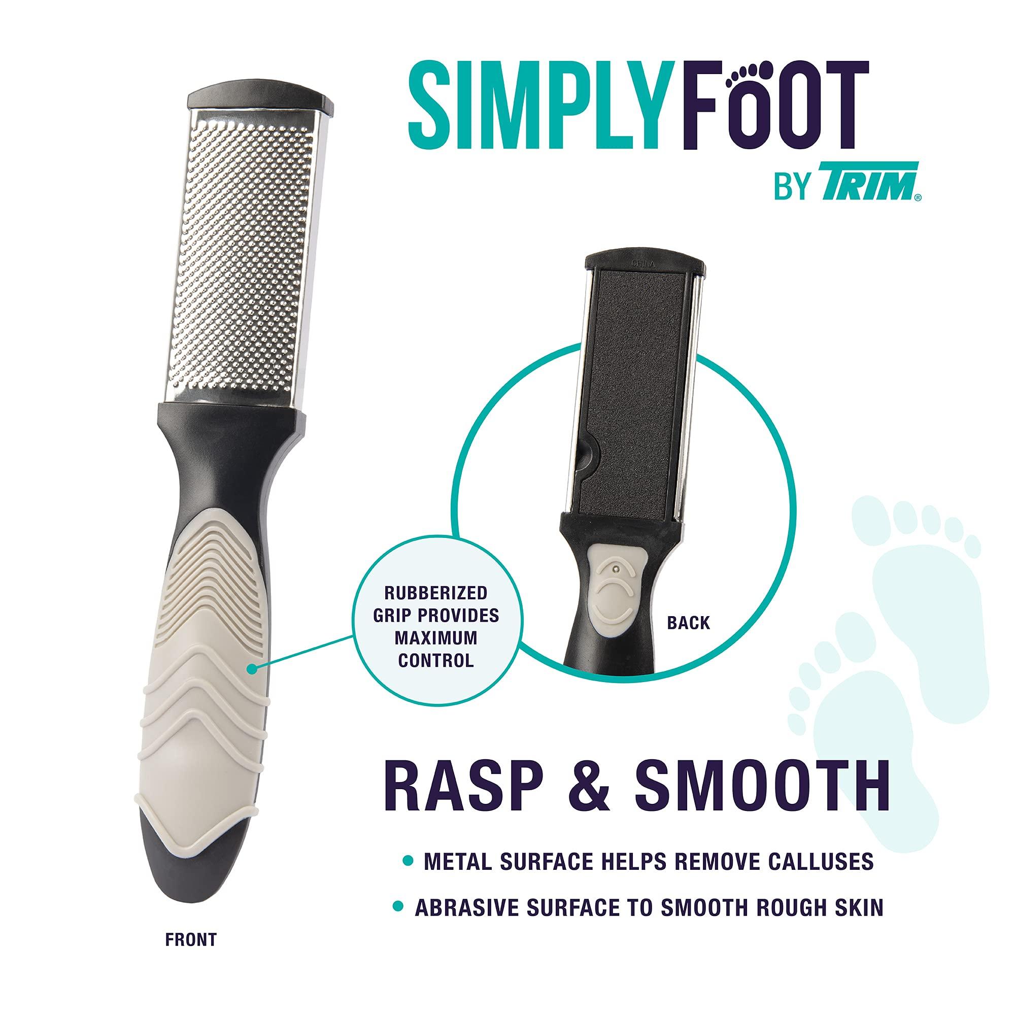 Trim Simply Foot Rasp/Callus Remover for Feet Dual-Sided Foot File for Calluses Rubber Grip for Comfort and Control Easy to Use Foot Care Tools for DIY Pedicures Ideal for Men and Women