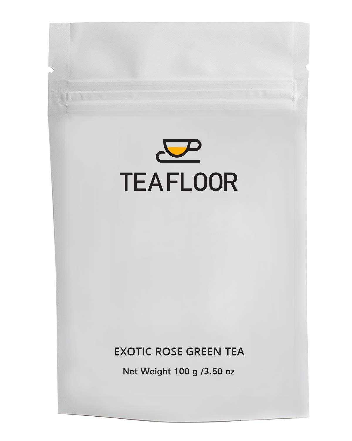TEAFLOOR Teafloor Green Tea - Floral Sweetness | Exotic Rose Green Tea | Tea Weight : 100g /3.5 oz (50 Cups)