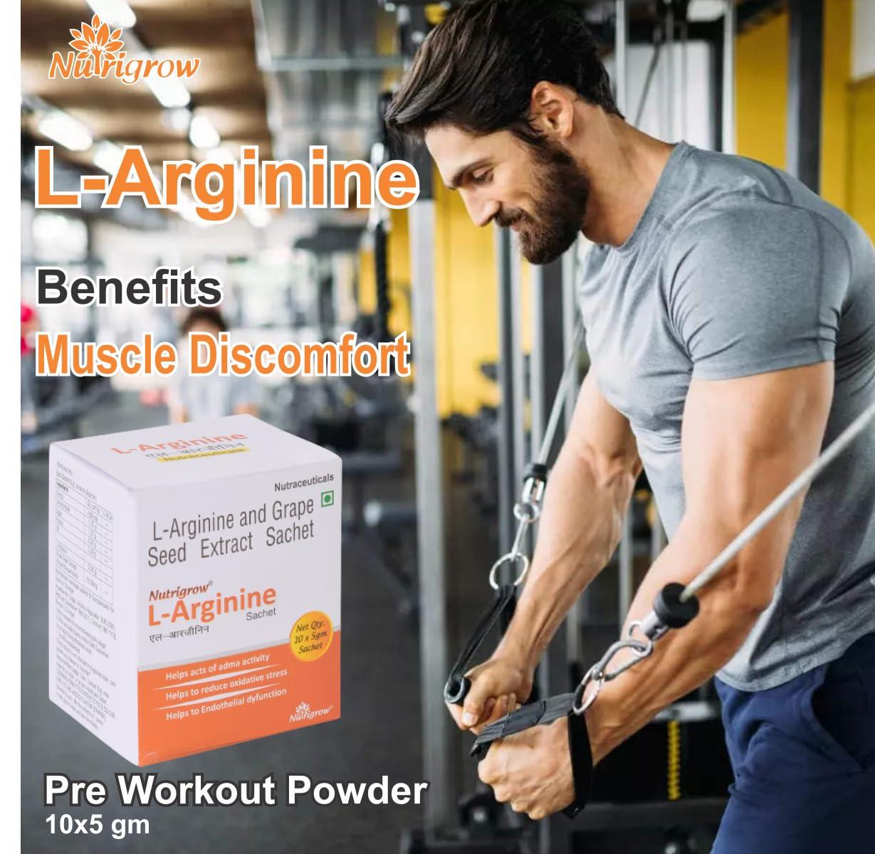 Nutrigrow Nutrigrow L-ARGININE SACHET POWDER (50 g) Pack Of 4 /muscle gainer powder/body builder/for muscle growth/Stamina/Energy & Immunity