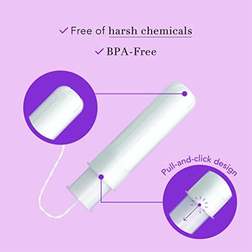 Rael Rael Organic Cotton Compact Tampons - Regular & Super Size, Plant Based Applicator, Chlorine Free, Compact Applicator with Leak Locker Technology (36 Count)