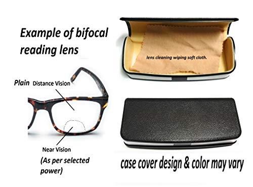Generic Premium Bifocal reading glasses (+1.00 to 3.00 D options) with plain distance vision. (Black, 2.25)