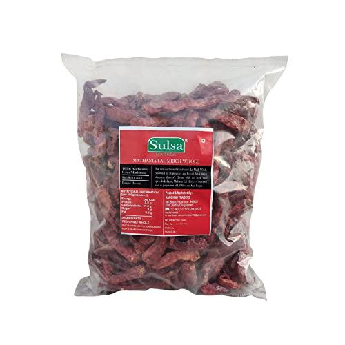 Sulsa MASALA Mathania Red Chilli Dry Whole Desi Premium / Sukha Lal Mirch (900 g)