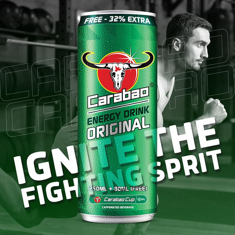 Carabao Carabao Energy Drink, Original (6 x 330ml Cans) - Infused with Caffeine, Vitamin B6 & B12, Carbonated Water, and Energy Boosting Formula (Pack of 6)