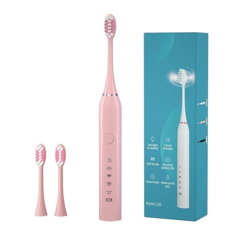 ROCKTECH ROCKTECH Adult Ausek Electric Toothbrush For Men & Women-5 Modes, 60-Day Battery Life, Waterproof, Usb Rechargeable, 3 Brush Heads (Pink), 1 count