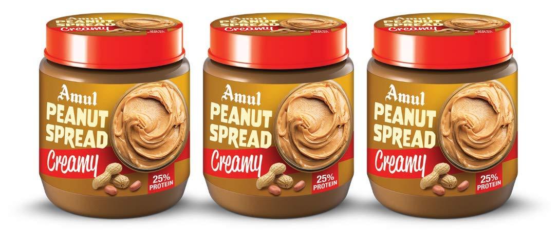 Amul Amul Peanut Spread Creamy – High Protein Peanut Butter from Amul | 300 gm | Pack of 3 | No Preservatives