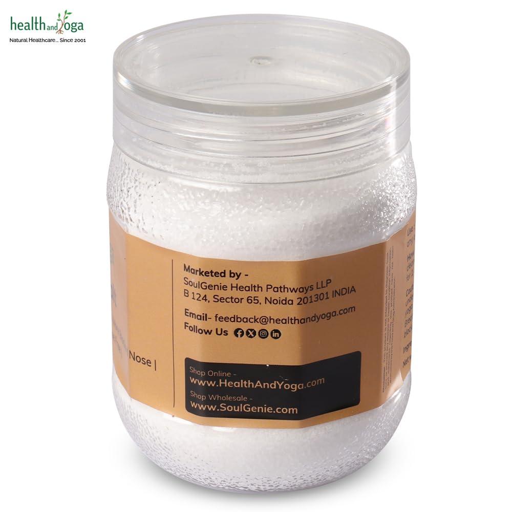 HEALTHANDYOGA HealthAndYoga Jala Neti Salt Jar (300 gms or 10 oz) - Non-Iodised, Pure Grade Sodium Chloride -Safe Hygienic Saline Solution for Yogic Nasal Wash Clears Blocked Mucus - Use with Neti Pots