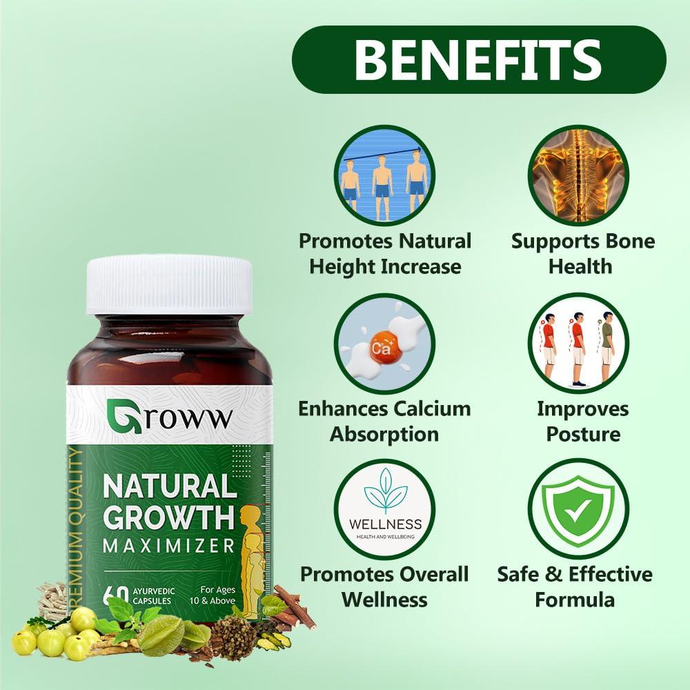 BIG ROCKET MEN\'S HEALTH Groww Natural Height Maximizer for Boys and Girls - 60 Cap