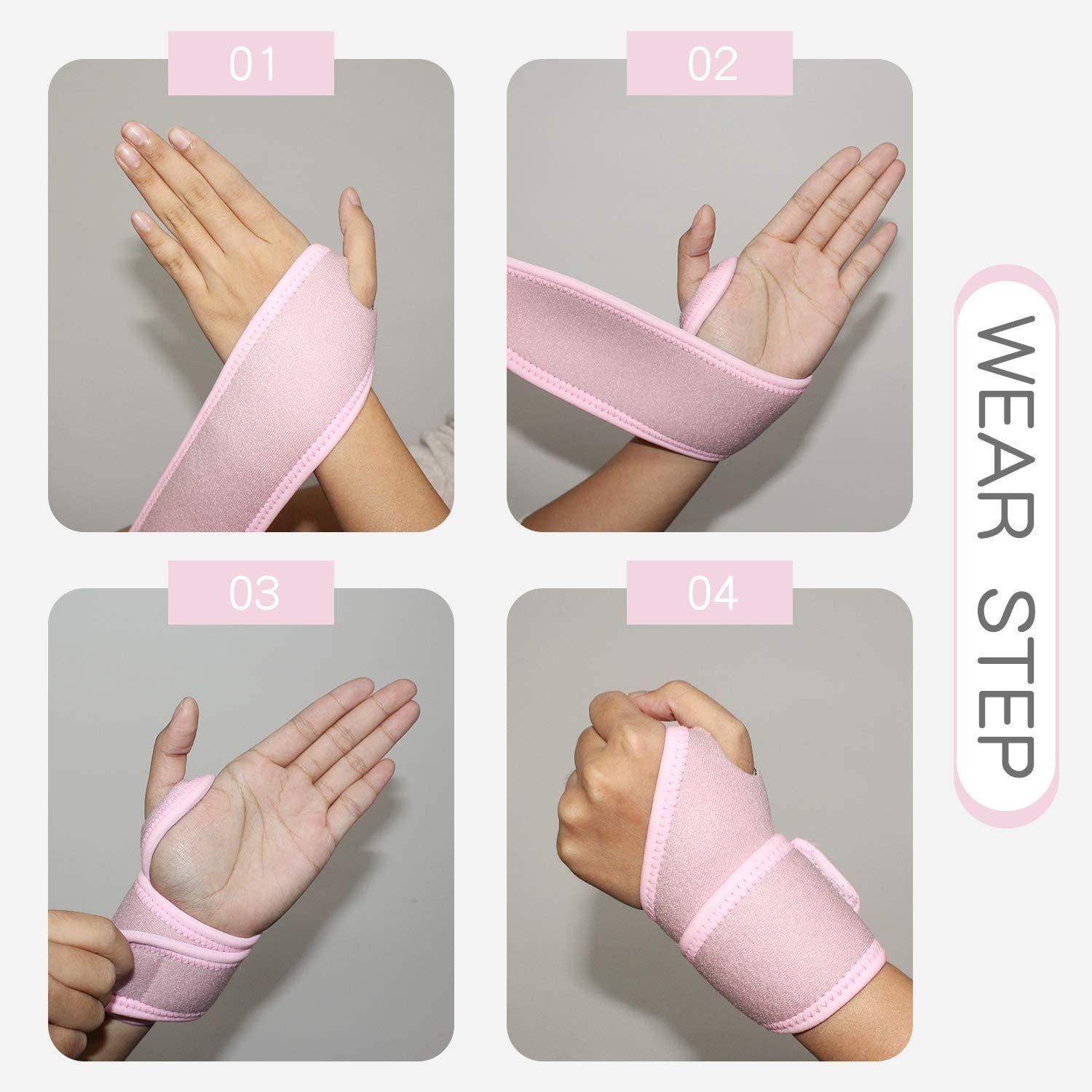 Gulf W Gulf W Wrist Support Brace, Adjustable Wrist Strap Reversible Wrist Brace for Sports Protecting/Tendonitis Pain Relief/Carpal Tunnel/Arthritis/Injury Recovery, Right&Left Hand Available (Pink)