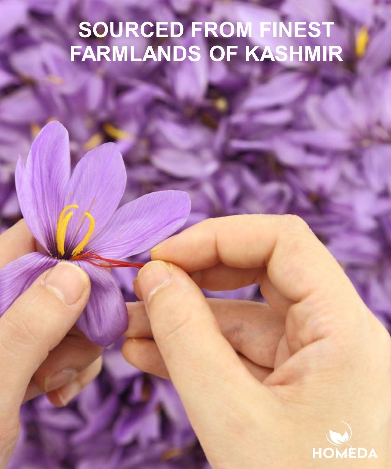 Homeda Homeda Kesar Saffron Original 1g / Pure Saffron Original Kashmiri | Kumkuma Puvvu, Keshar Safron, Kungumapoo for pregnant women, Kasar, Kumkumapoovu, Keser, Kaser, Kesor, Certified Grade A 1 gm