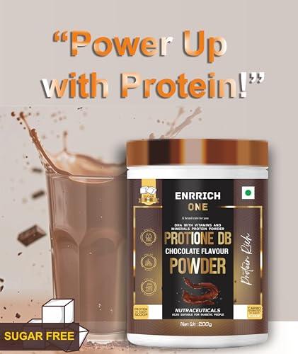ENRICH ENRICH ONE Protione DB powder for Balanced Nutrition, Protein with Vitamins Minerals Health Supplement with Chocolate Flavour (200 gm)