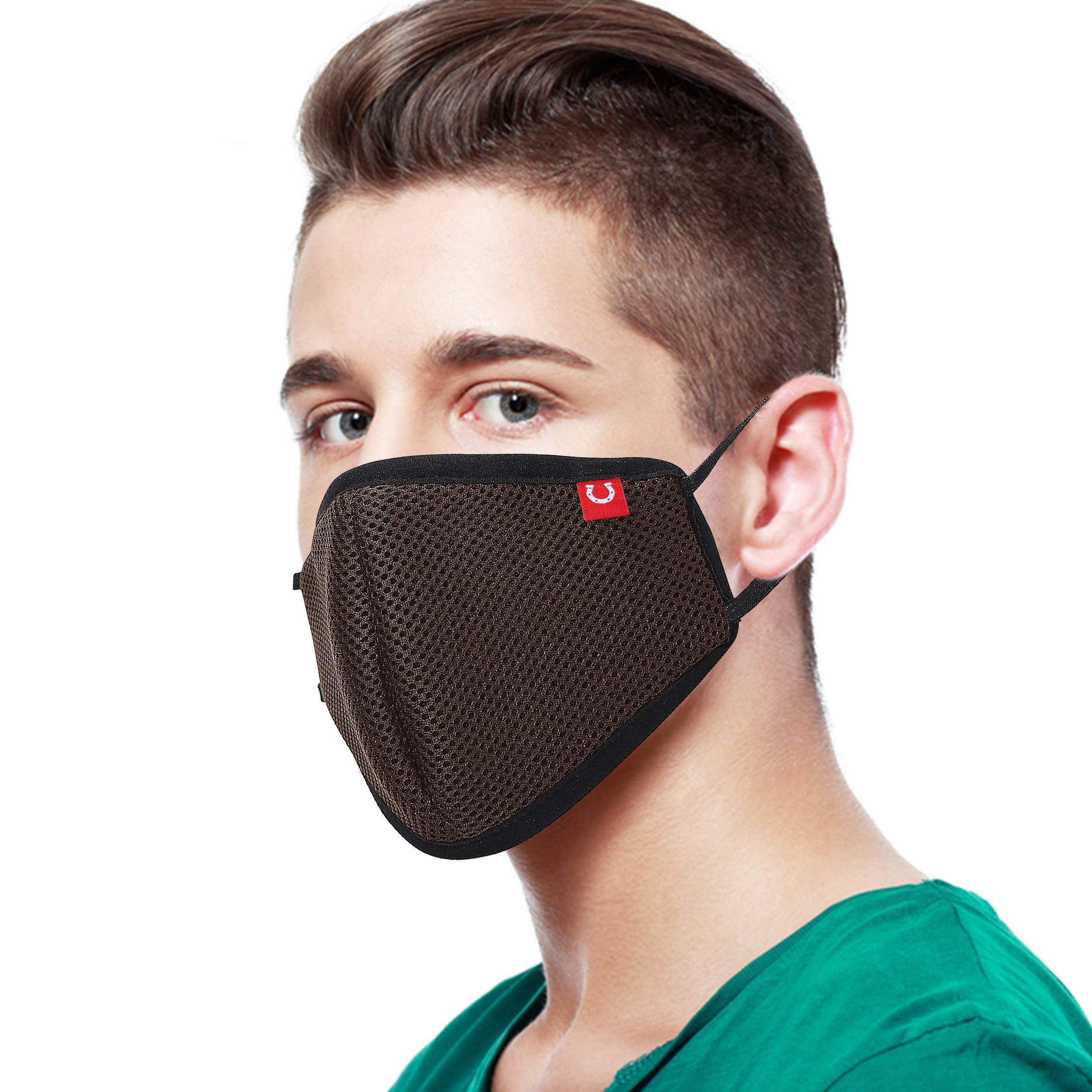 BLACKSMITH BLACKSMITH Steelshield - 7 Layer Protection Lab Certified 99% Filtration Reusable and Washable Unisex Anti-Pollution Fabric Mask for Protection from Dust - (Pack of 3) Green Brown Purple
