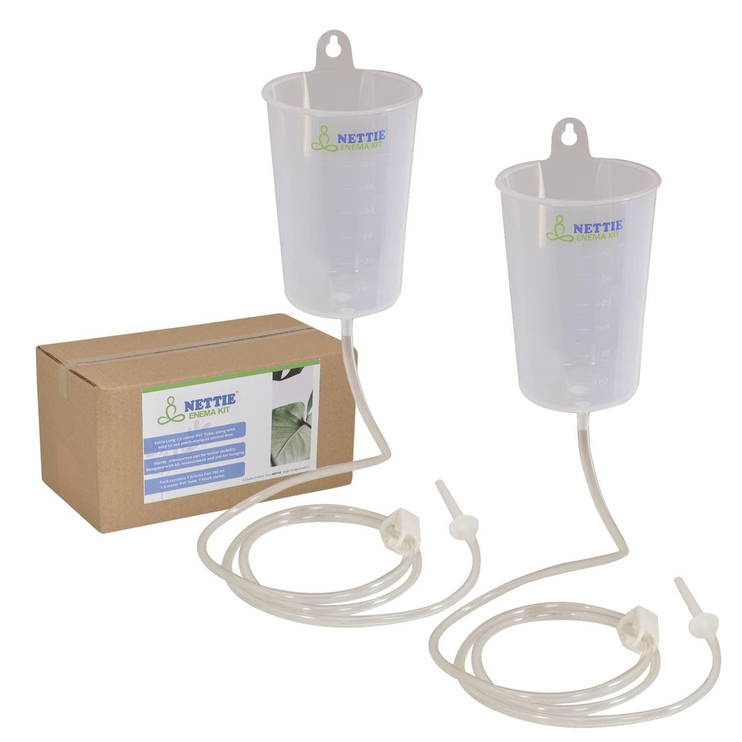 NETTIE NETTIE House use Enema kit - 750 ml clear Can, 1.5 meter PVC tube, 1 Pinch clamp and Nozzle