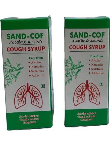 SAND COF Sand Cof Cough Syrup With Goodness of Chukku, Aymodakam, Thippali, Adalodakam, Kurumulaku & Tulsi, Ayurvedic Cough Reliever, (100ml - Pack of 2)