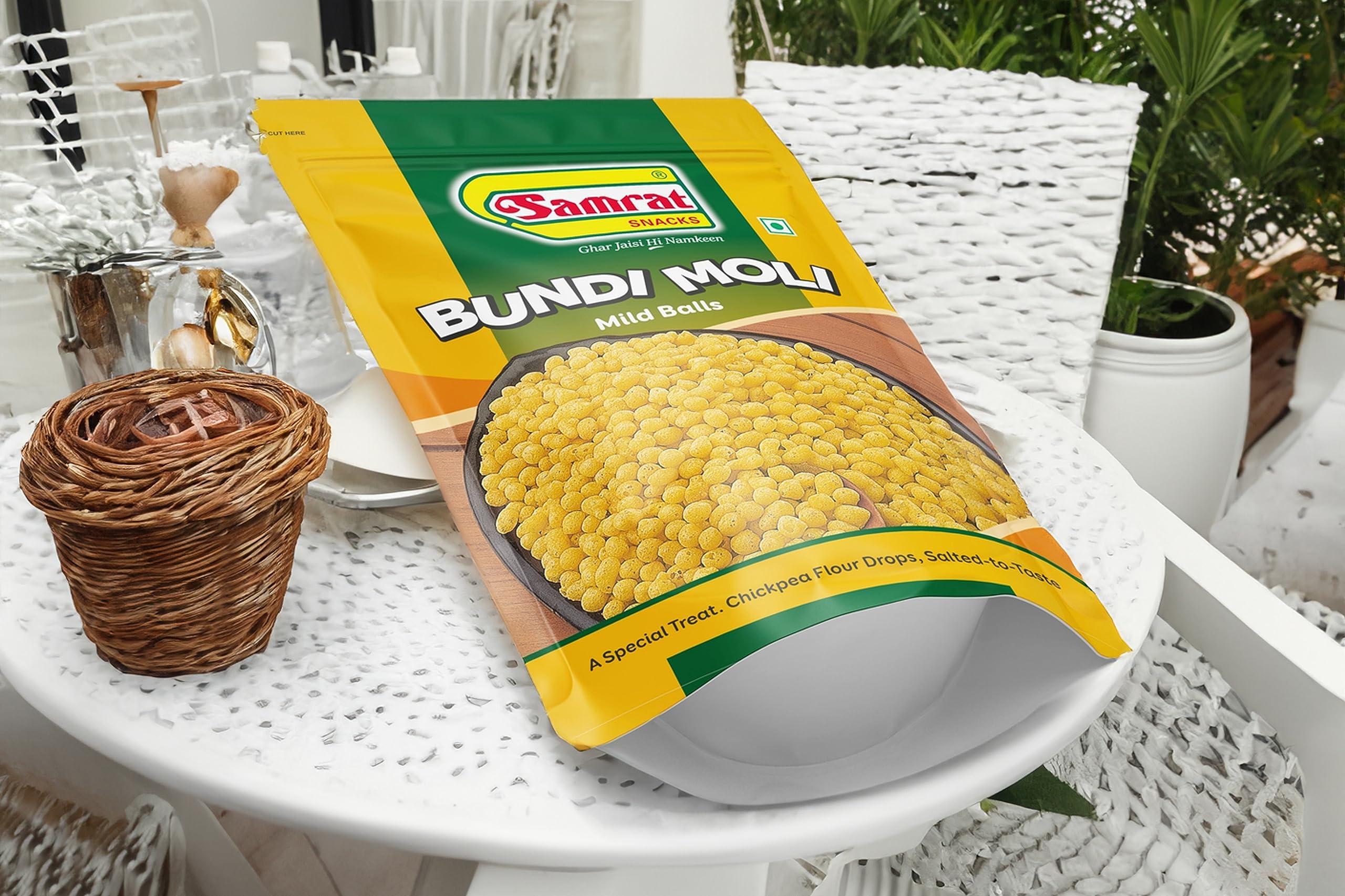 SAMRAT Samrat | Bundi Moli Mild Balls Magic of Crunchy & Crispy Namkeen for Chaat & Raita Snacks | Ghar Jaisi Hi Namkeen | (Pack of 2 (2 x 1.K.g))