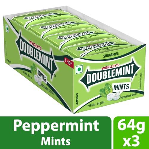 Doublemint Doublemint Sugarfree Mints Sleeve Box | Peppermint Flavour Chewing Gum | Mint Gums for Instant Freshness | 20 Sleeves per Box | 64 g | Pack of 3