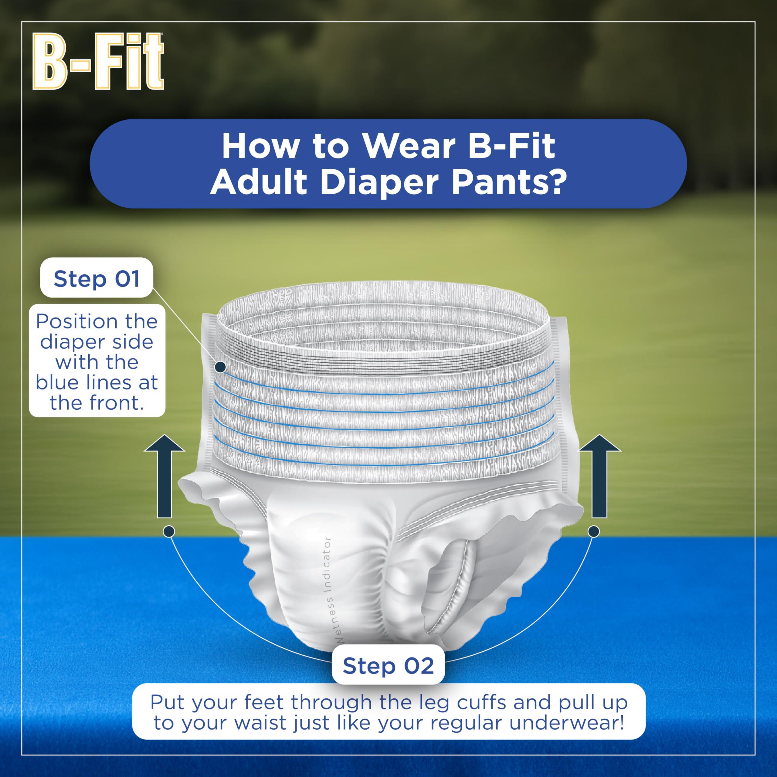 B-FIT B-FIT Adult Diapers Pant Style (Large) 80 Count, Unisex, Leakproof, Elastic Waist, Wetness Indicator, Waist Size 30-56 Inch ; 76-142 cm