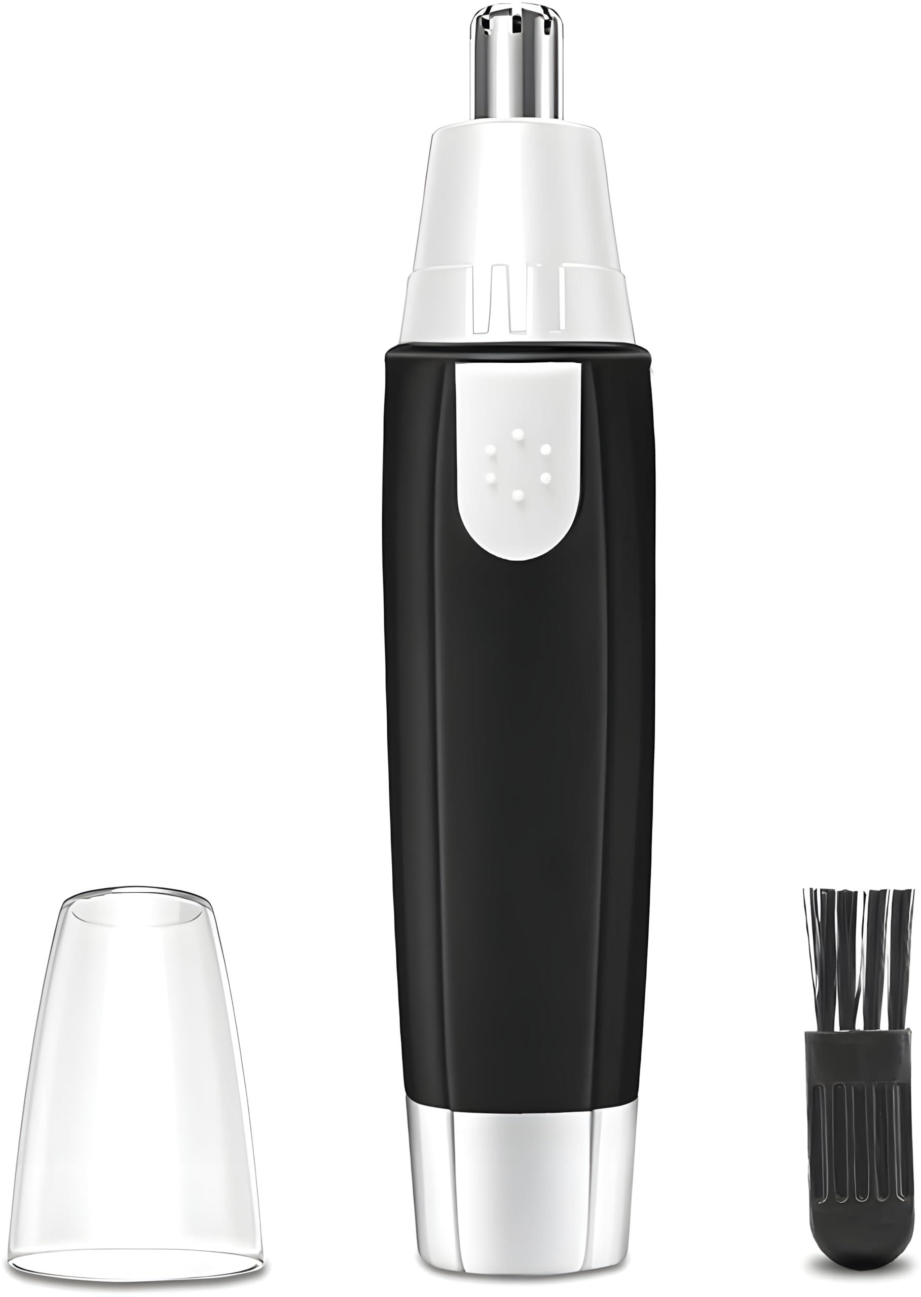 ALI SHIPPING Electric Nose Trimmer Rechargeable and Battery-Operated Precision Nose Hair Trimmer with Stainless Steel Blades, Waterproof Design, and LED Light for Men and Women, Includes Nose and Ear Grooming Tool