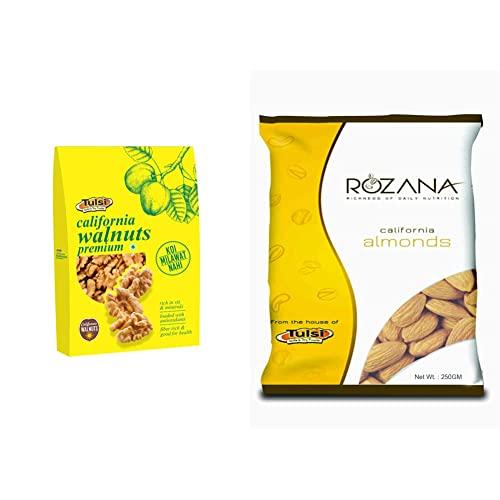 Tulsi Tulsi California Walnuts Kernels Premium, 200g + Tulsi Rozana California Almonds, 250g