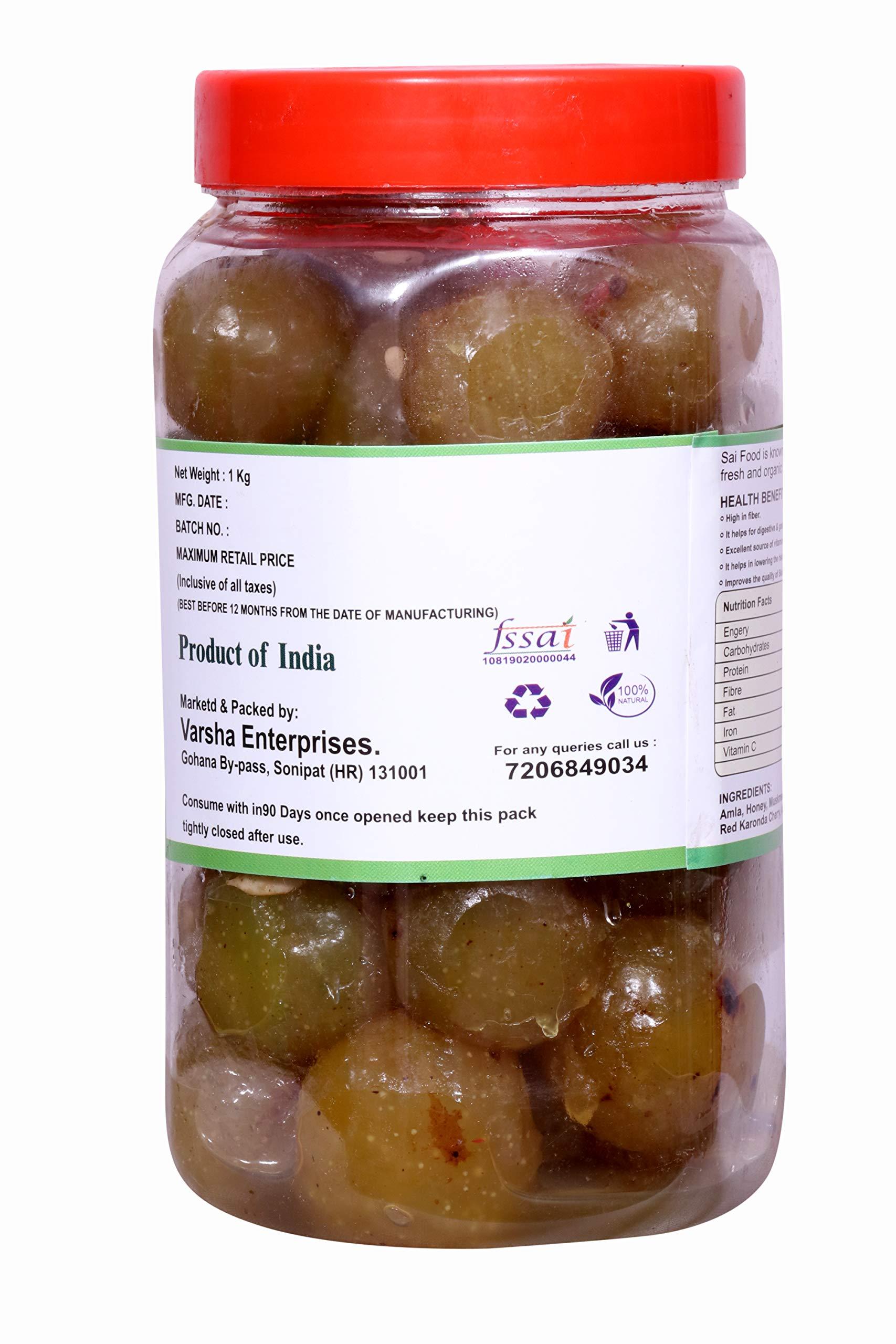 SAi Food SAi Food Homemade Organic Honey Amla Murabba with Honey Ingredient:, Fenugreek, Clove, Elam, Crystals, Cardamom (Elichie), Palm Good for Blood Circulation -900 Gram