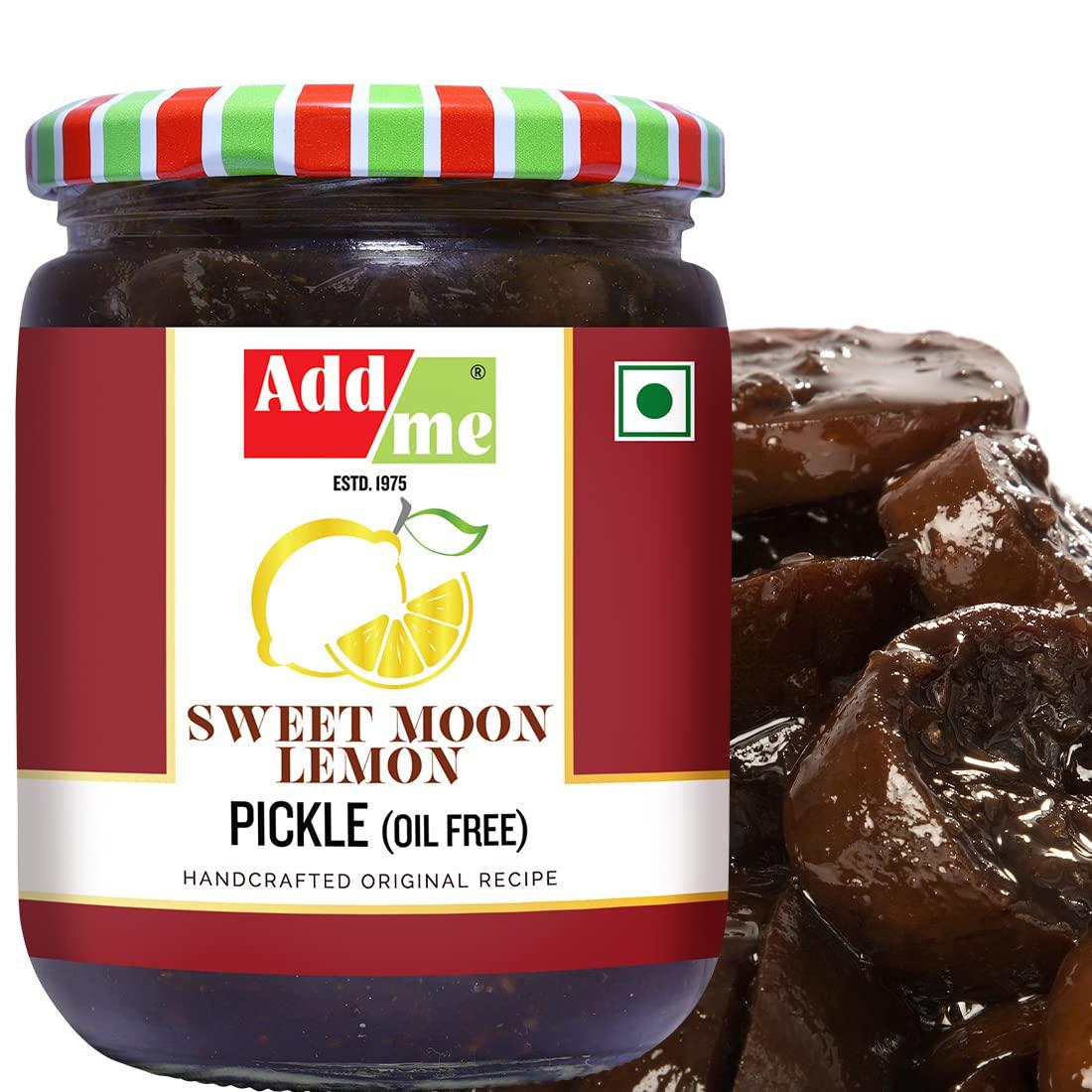 Add me Add me khatta meetha Lemon Lime Pickle Without Oil 1.2kg nimbu ka achar Sweet and Sour Homemade Taste 600gm (Pack of 2)