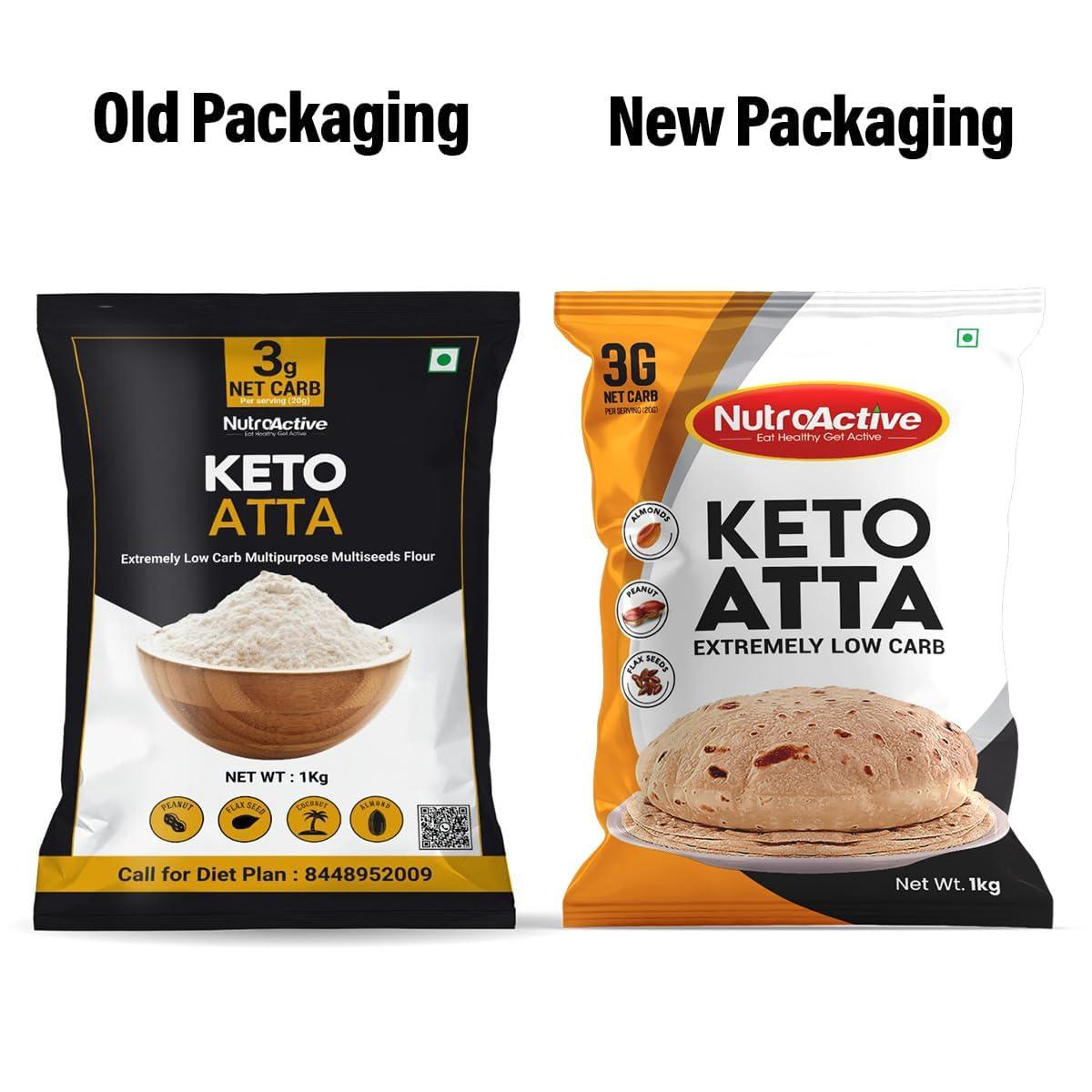 NutroActive NutroActive Keto Atta Extremely Low Carb Flour - 1kg (Pack of 3)