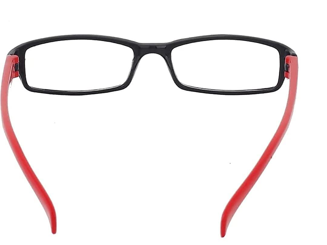 Glasswear Glasswear Reading Glasses For Men & Women Anti Glare 1.00 1.25 1.50 1.75 2.00 2.25 2.50 2.75 3.00 3.25 3.50 3.75 4.00 4.25 4.50 Black And Red Sides Square Frame (0.50)