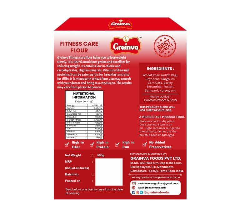 Grainva Grainva Fitness Care Flour Fitness Atta Healthy Atta Gluten Free Low Carb Low GI High Protein High Fiber Pack of (1)