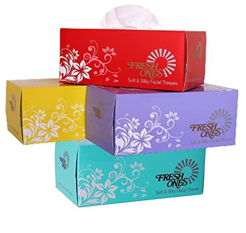 Fresh Ones Fresh Ones Facial Tissues Papers 800 Pulls 2 Ply Soft & Silky Napkins Wipes ( Pack of 4 )