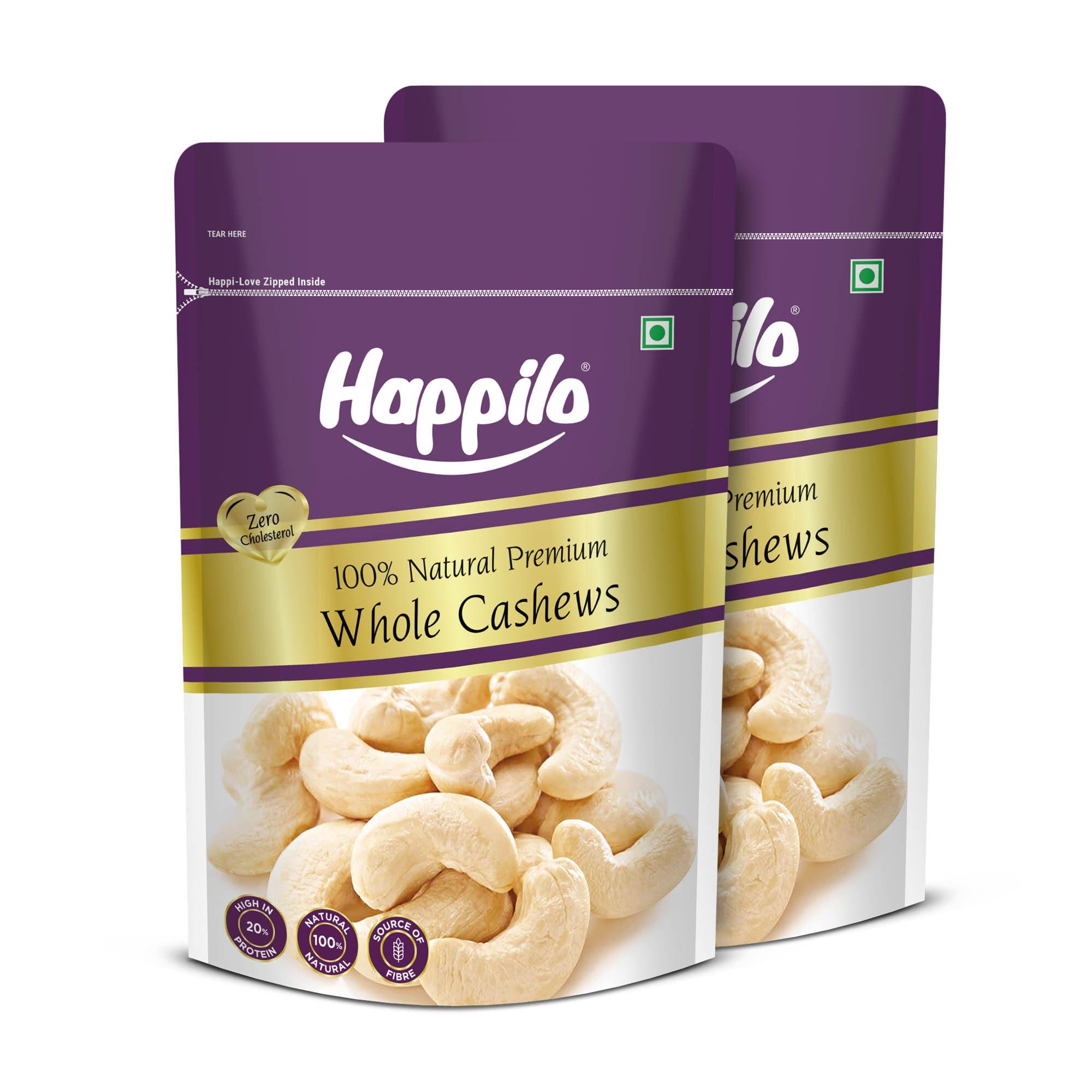 Happilo Happilo 100% Natural Premium Whole Cashews, 200 g, Pack of 2