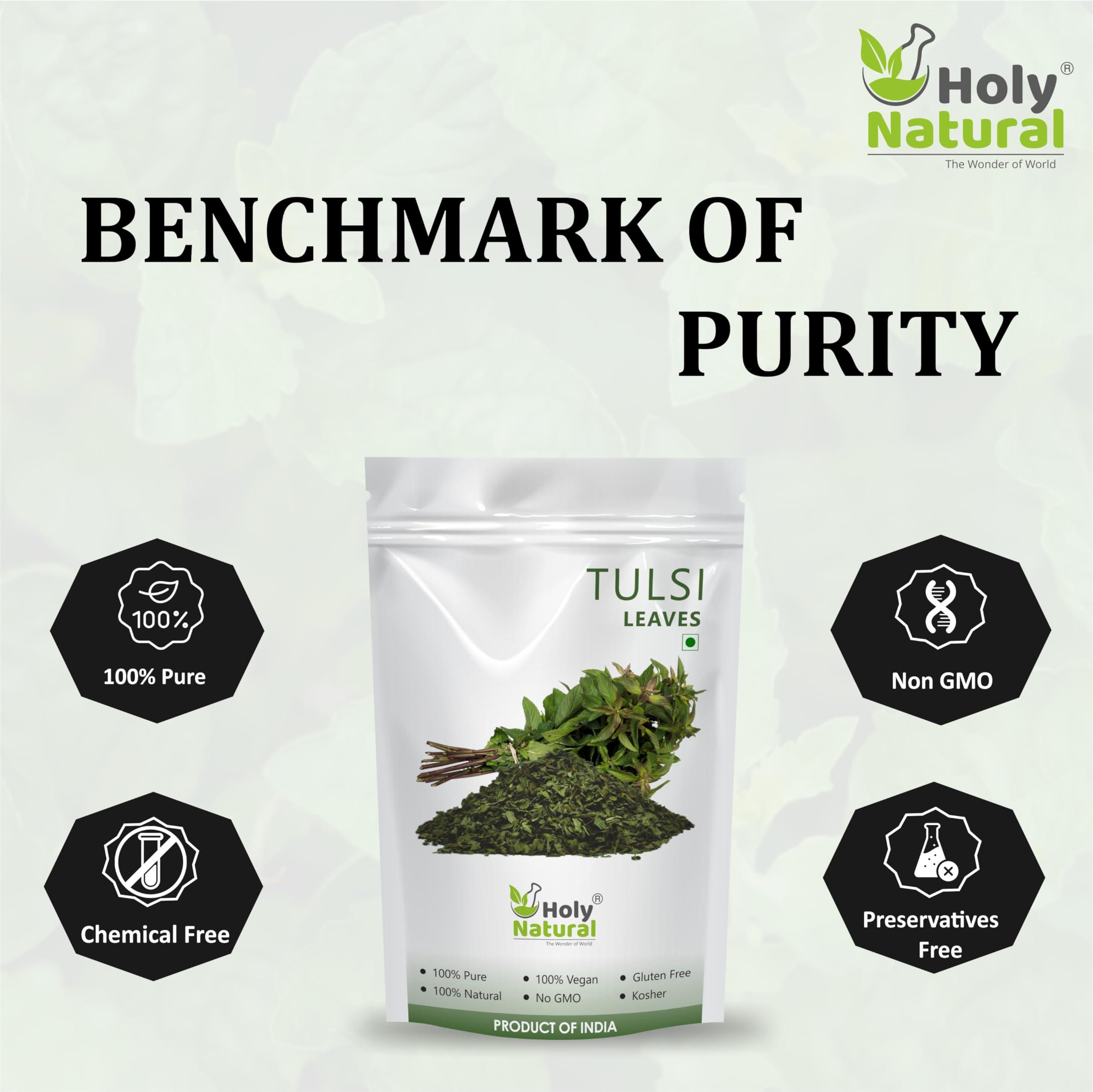 Holy Natural - The Wonder of World Holy Natural Tulsi Leaves 200 Gm | Queen of Herbs | Dried Tulsi Leaves, Dried Tulsi Buds | Tulsi leaves also called Holy Basil (Ocimum tenuiflorum), tulasi, and Indian Basil