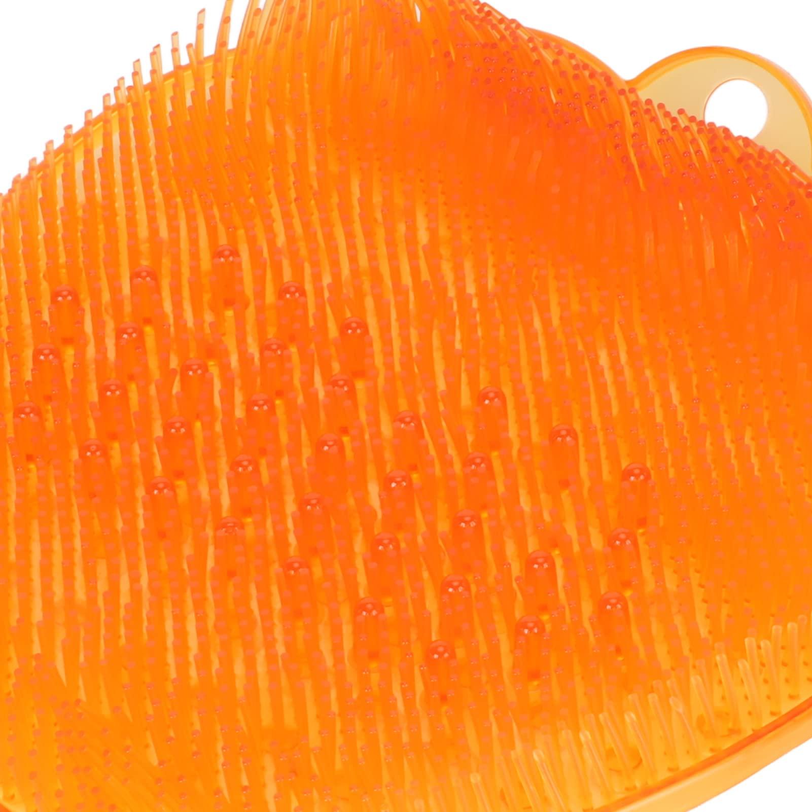 LEYT Shower Foot Scrubber Mat, Relieve Stress Comfortable Soft Silicone Shower Foot Massager Scrubber for Home (Orange)