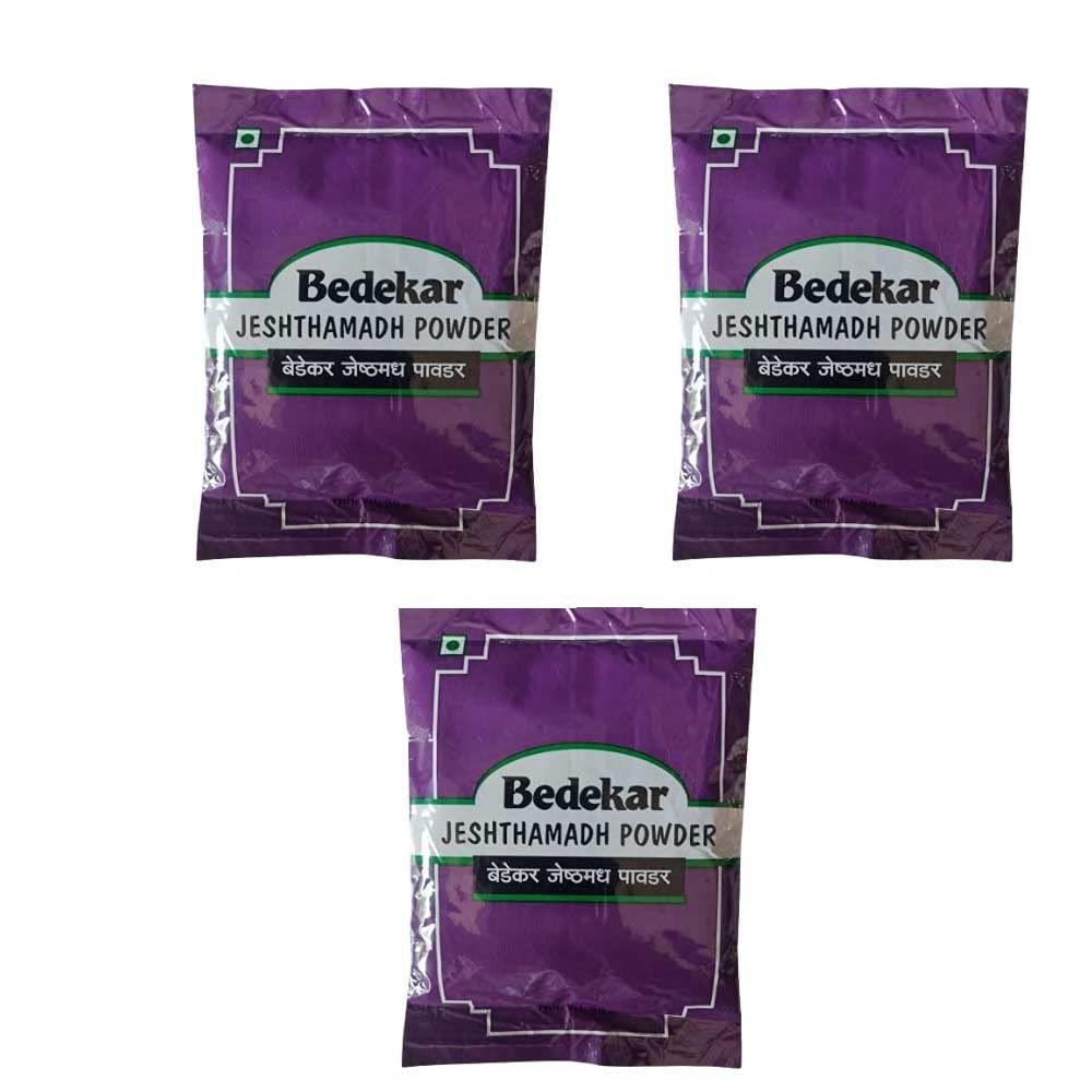 Generic Jeshthamadh Powder - 150 Grams Bedekar (50grams x 3 Packs) - Mulethi Powder - Liquorice Root Powder -