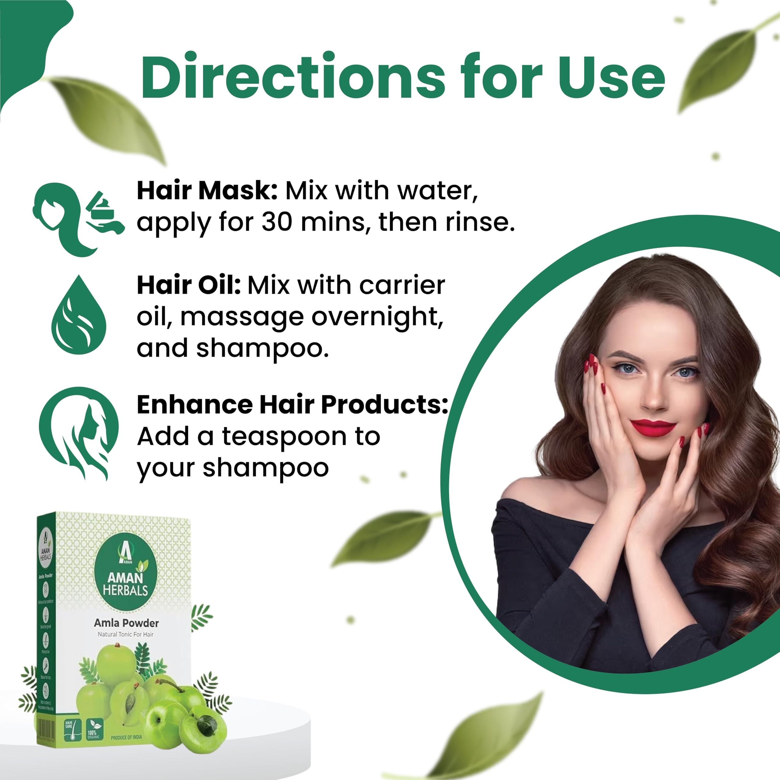 AMAN AMAN HERBALS - Pure Amla Powder For Hair Growth | Ideal for Drinking, Eating, Hair & Skin |100% Natural, No Preservatives, No Color or fragrance added- (100 Gram) Pack OF 2, 4 (PACK OF 2)