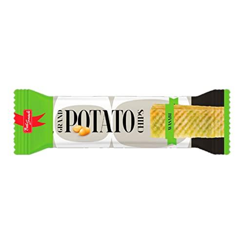 Bal Snack Bal Snack Grand Long Potato Chips | Crispy & Crunchy Snack Food for Movies, Games & More (Wasabi, Pack of 3)