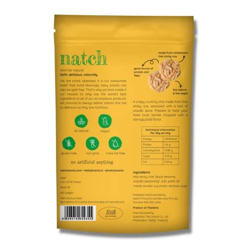 natch Natch Thai Sticky Rice Chips, Gluten Free, Vegan, Party Family Pack, All Natural Crunchy Crackers (Wasabi) 100 Gm