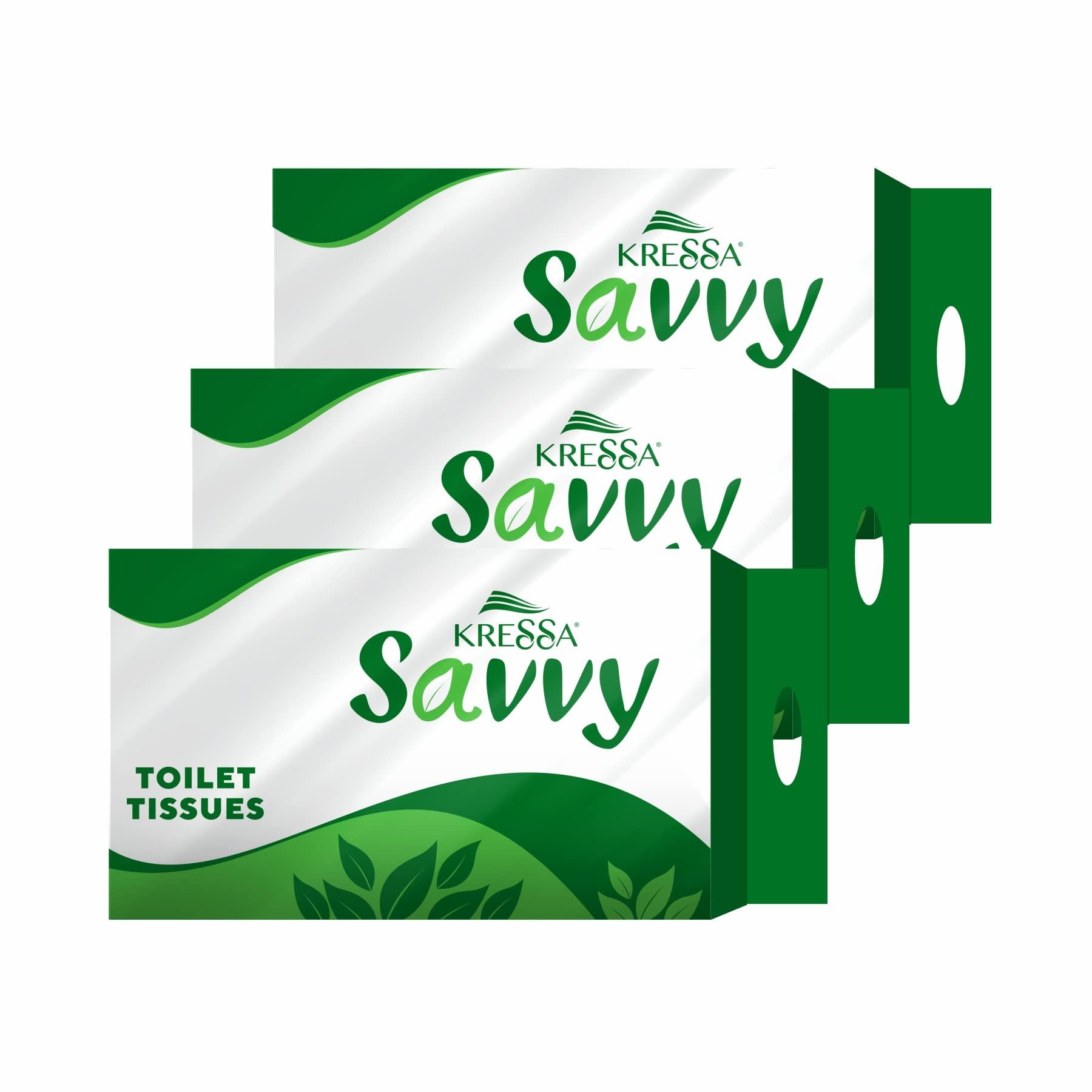 KRESSA Kressa Savvy 2 Ply Toilet paper Roll | 6 Rolls Per pack | Total 18 Rolls 3240 Pulls (Pack Of 3)