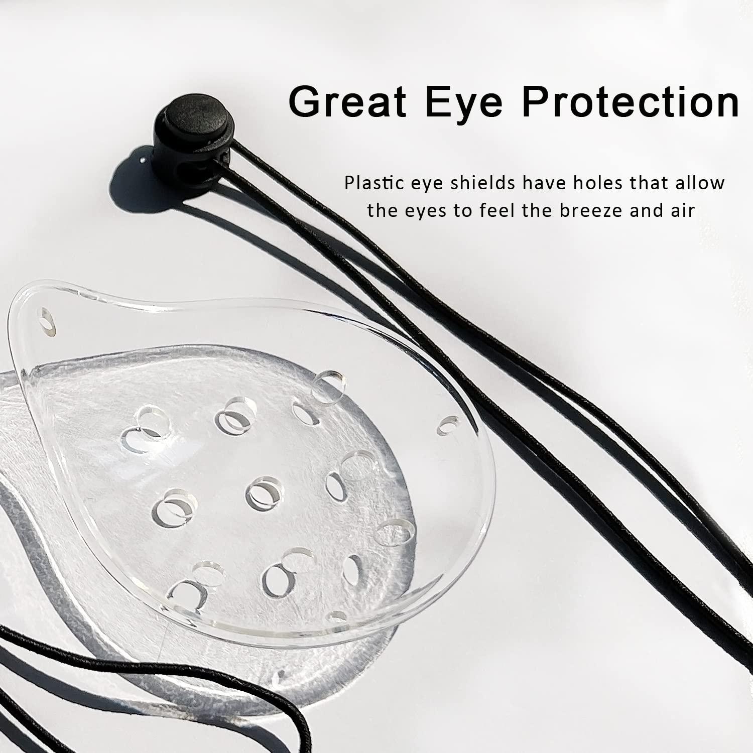 Vandorla Vandorla Eye Shield, 2 Pcs Plastic Eye Shield Eye Patch for Eye Protection Eye Surgery Covering Breathable with 2 Elastic Rope, Transparent