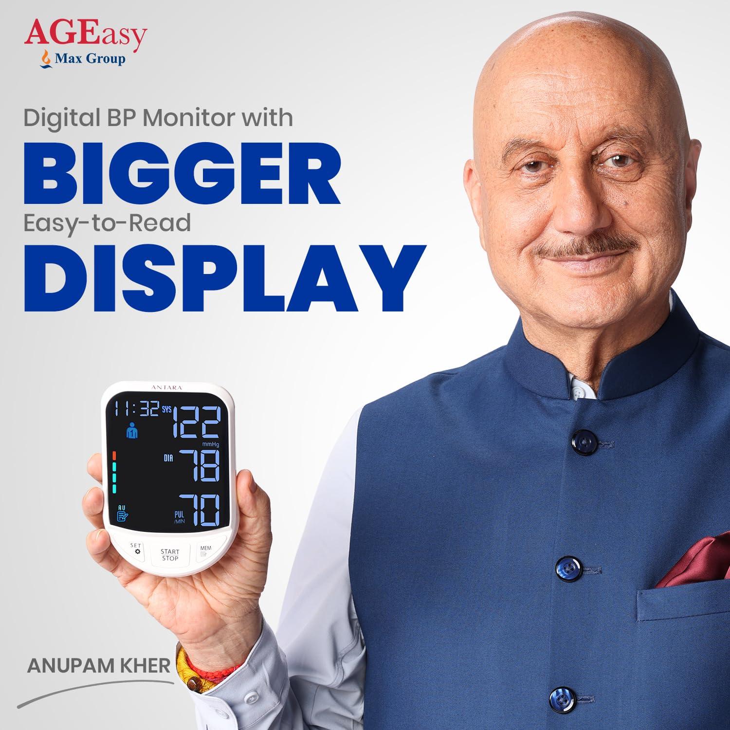 AGEasy AGEasy (Max Group) Fully Automatic Digital Blood Pressure Monitor | 2 Years Warranty | Portable, Lightweight BP Machine for Monitoring Hypertension & Managing Heart Health| Arm Circumference (22-42cm)