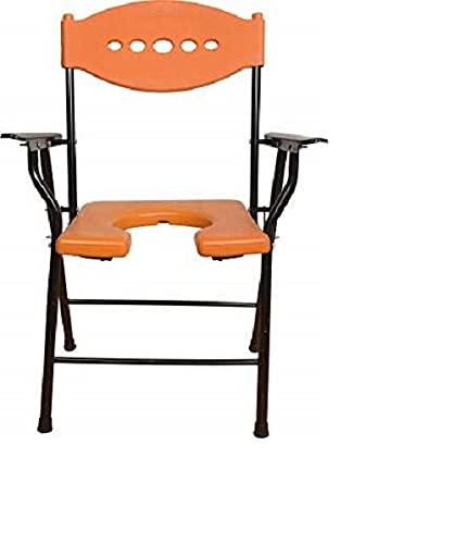 MUBBA MUBBA Shower Chair cum Commode for Indian Toilet seat and Bedside comode (Orange)