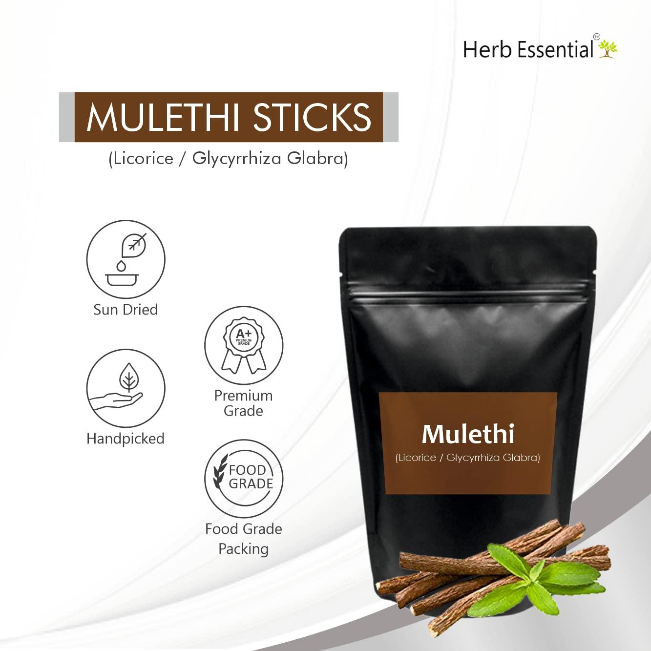 Herb Essential Herb Essential Mulethi Sticks | Yastimadhu (Licorice) For Chewing | Sore Throat Relief, (25g)