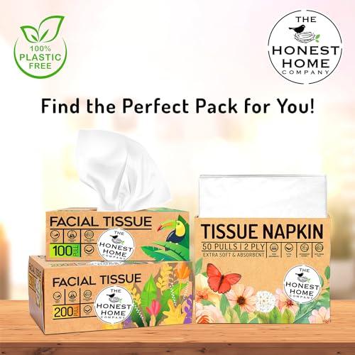 THE HONEST HOME COMPANY The Honest Home Company | 2 Ply Soft Facial Tissues Box | 200 Pulls/Box - Pack Of 3 | Hard Box Easy Pull | 600 Pulls (200x3)