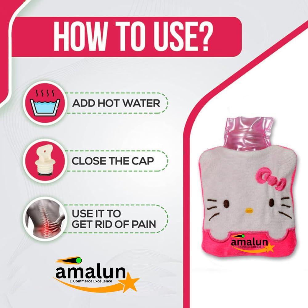 amalun Amalun Totoro Cartoon Small Hot Water Bag with Cover for Pain Relief (Pink)