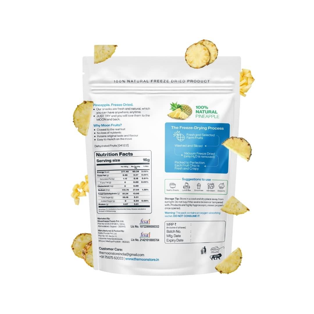 Moon Moon Freeze Dried Pineapple Chips | Healthy Pineapple Snack | 100% Natural, Vegan, No Preservatives, No Added Sugar | 16 Gm | Moon_Pineapple_Chips | (16Gm) Pack of 3